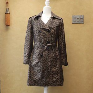 London Fog Leopard Print Trench Coat